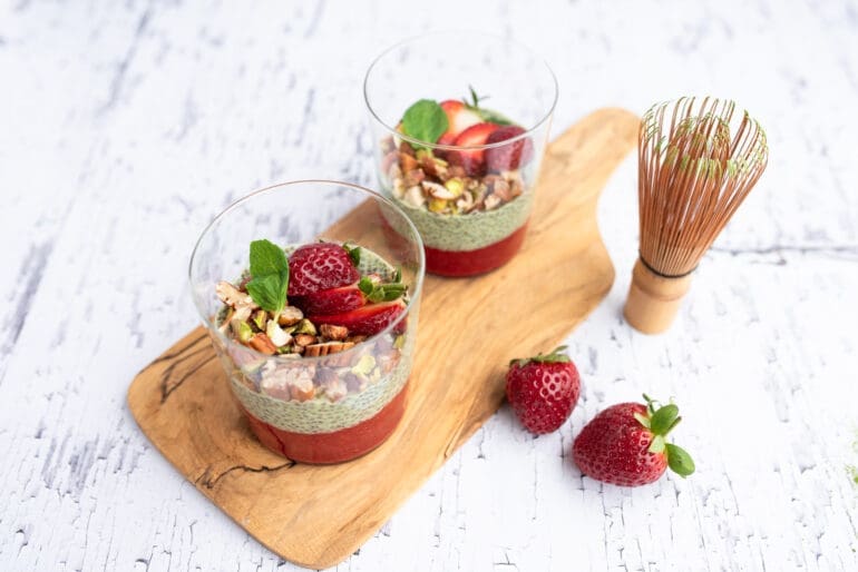 Nuts for Life - Berry matcha chia pudding recipe