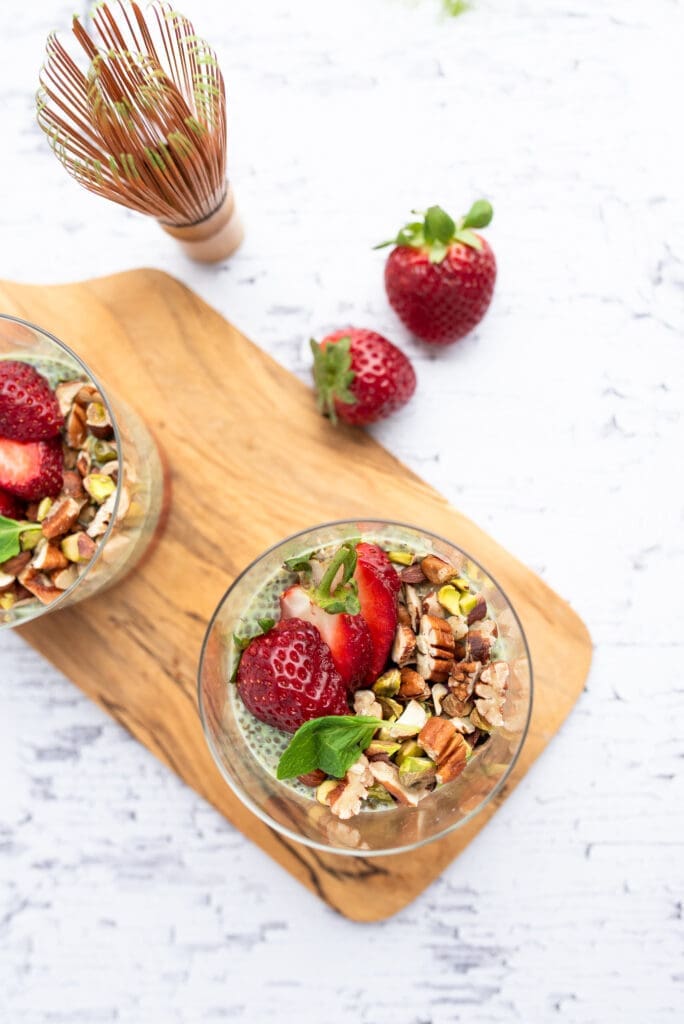 Nuts for Life - Berry matcha chia pudding recipe